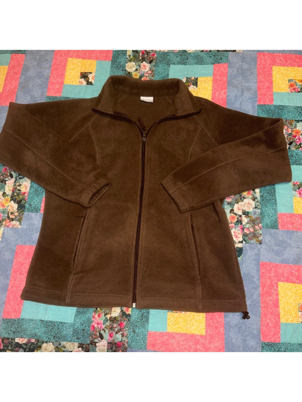 Columbia Brown Full-Zip Fleece Jacket Woman’s Large Outdoor Cozy Camp Sweater
